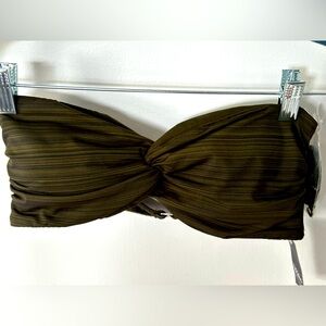 NWT-new with tags-Mossimo Swim top -Strapless -Olive -Sz Large.